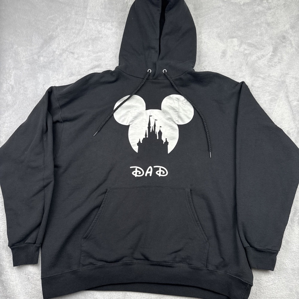 DISNEYLAND MENS DAD BLACK HOODED SWEATSHIRT SIZE XL Mickey Thick Hoodie